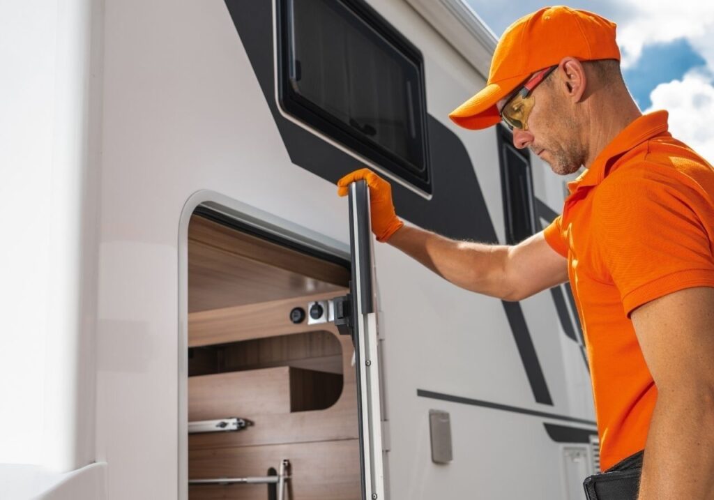 RV systems checklist showing items inspected during a pre-departure checkup, including AC, brakes, and plumbing